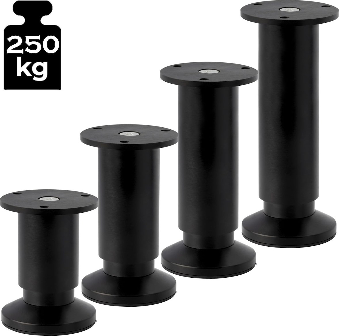 Möbelfüße verstellbar Sofafuß Möbelbeine SCHWARZ MATT Höhe 6 cm 38 mm belastbar bis 250 KG Sofa Bett
