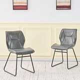 thumbnail of Esszimmerstühle 2er-Set aus Kunstleder und Metall in Grau, gepolstert, mit ergonomischer Sitzschale