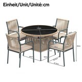 thumbnail of Gartenmöbel-Set Eisen Grau, 5-teilig mit rundem Tisch 110x110x74 cm, Sicherheitsglas, 4 Sessel mit Seilrückenlehne und Kissen