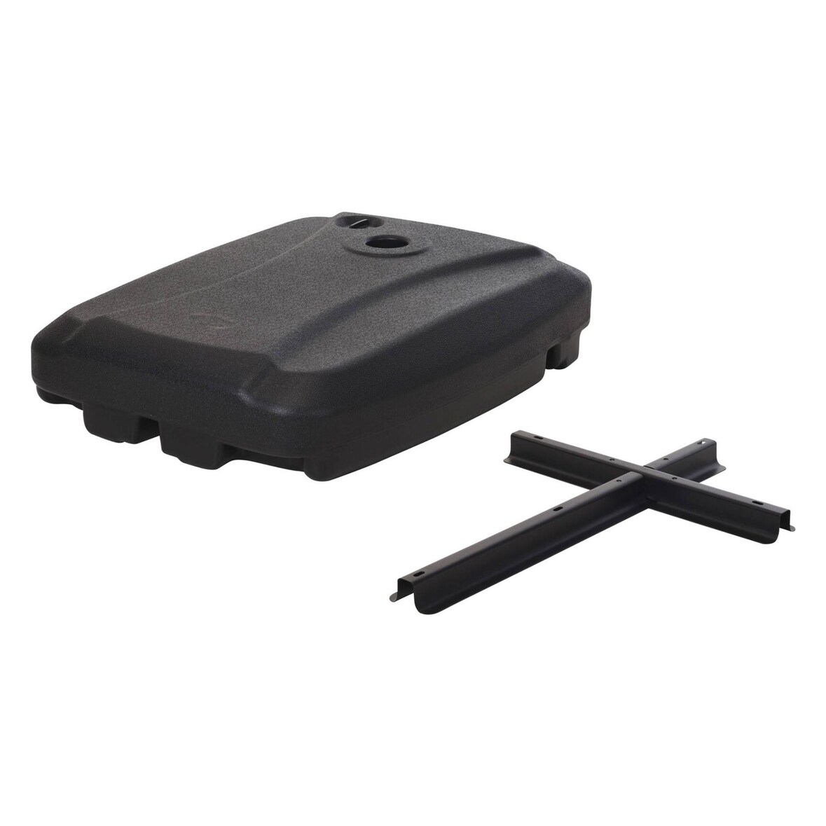 WellHome - Stevige parasolvoet en metalen kruis in zwart 60L