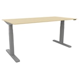 thumbnail of Schreibtisch elektrisch höhenverstellbar, 160x80cm, ahorn/silber