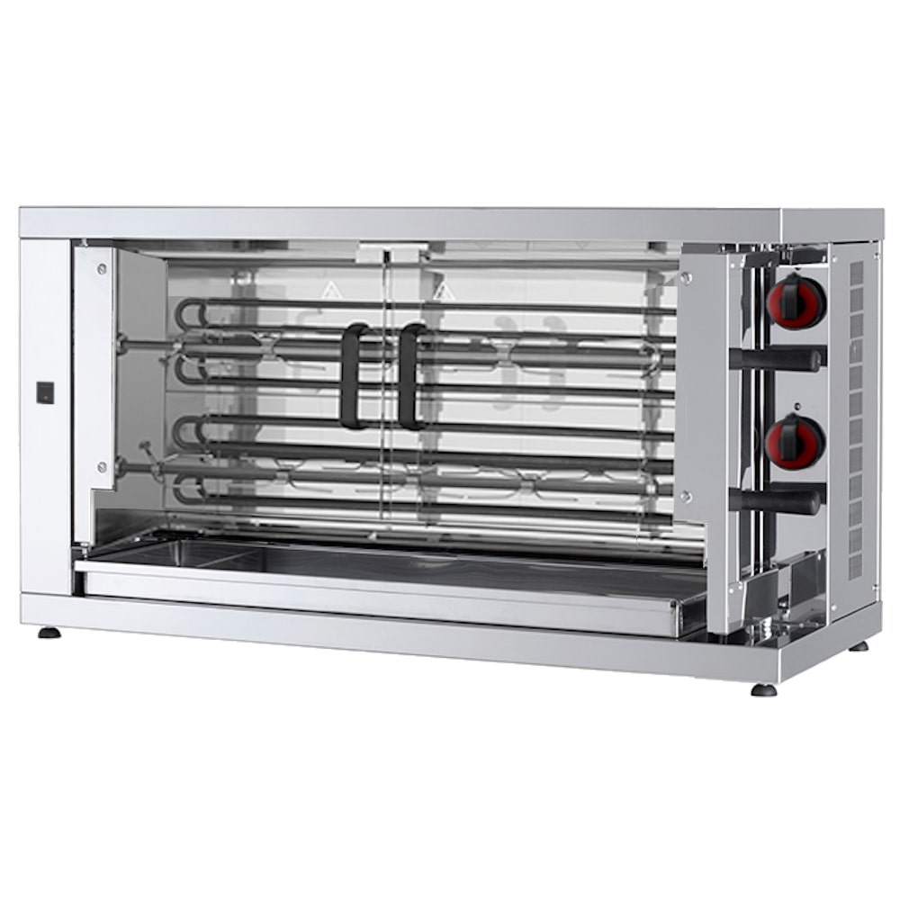 Elektrische kipgrill 2 zwaarden = 10/12 kippen - 1100x450x600 mm - 8400 W 400/3V - 53103021 Eurast