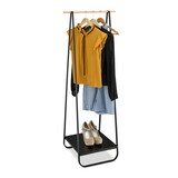 thumbnail of Relaxdays Kleiderständer Metall, mit Ablage, Kleiderstange Holzoptik, HBT 141x56x45 cm, Garderobenständer, schwarz/natur