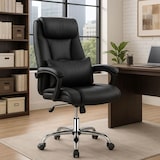 thumbnail of Sedia da Ufficio Poltrona Ergonomica Girevole con Braccioli Poggiatesta e Cuscino Presidenziale Direzionale Imbottita Altezza Regolabile - Nero