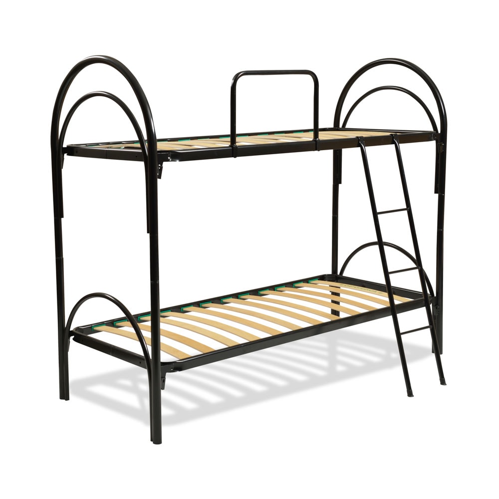 Letto a castello con telaio in acciaio nero e doghe flessibili per due materassi singoli 80x190 - Comprarredo
