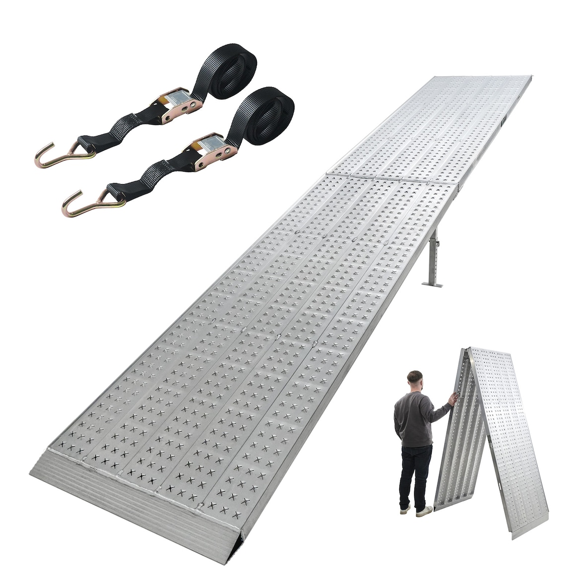 TRUTZHOLM Auffahrrampe Alu extralang 400 cm 400 kg 70 cm breit klappbare Verladerampe Eventrampe