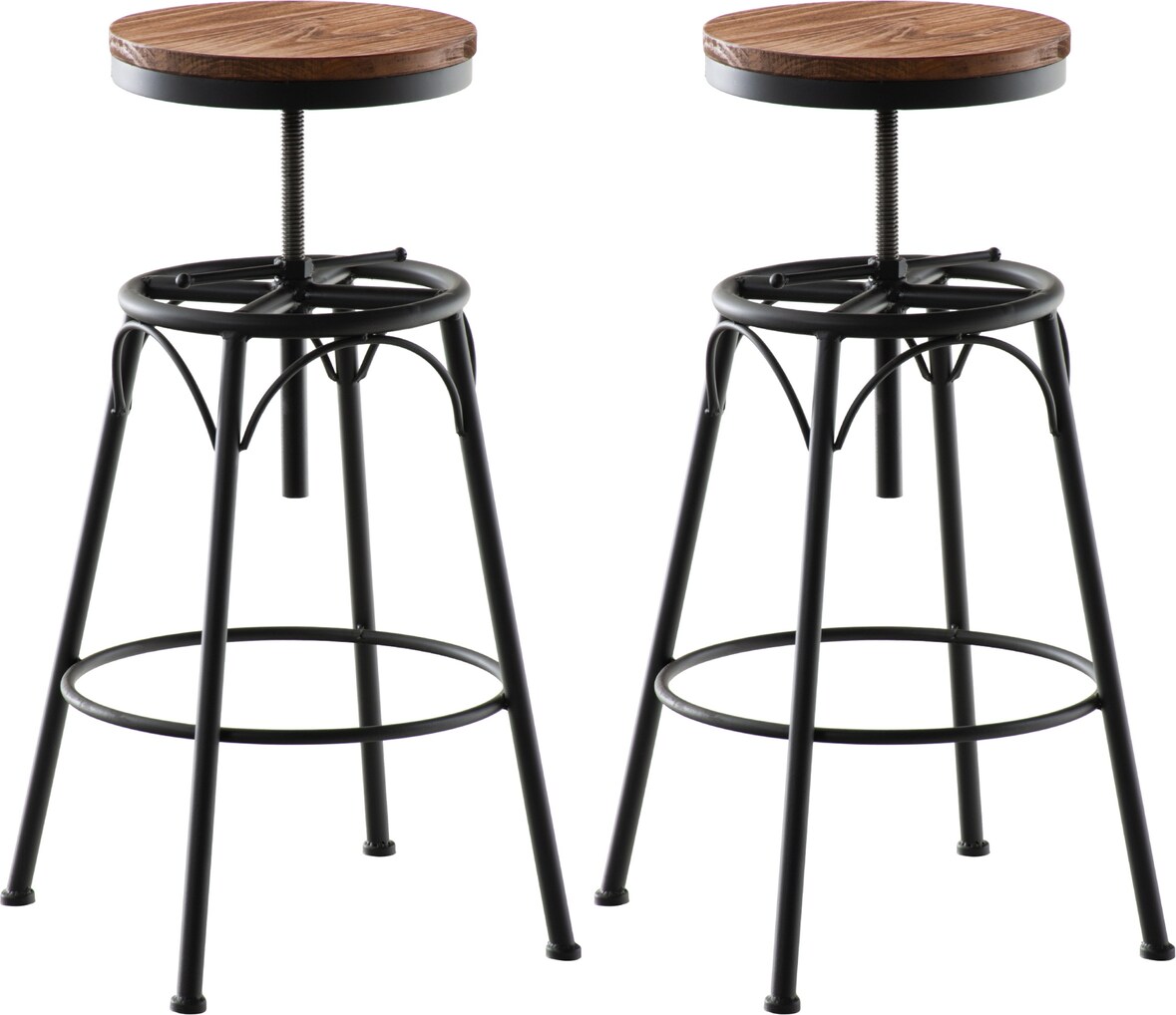 2er Set Barhocker KOZON - Metall Schwarz 42x42x70 cm | Barstuhl Drehbar Tresenhocker Tresenstuhl Kneipenhocker Kneipenstuhl
