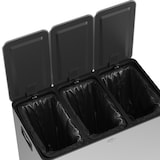 thumbnail of Cubo de basura de cocina con 3 compartimentos 3x15L papelera de cocina de acero inoxidable con pedales tapas de cierre suave y cubo extraíble plata
