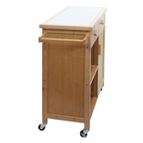 thumbnail of Chariot de service HWC-K11, Chariot de cuisine Chariot de bar, poignée tiroir plan de travail 85x84x36cm bambou, marron