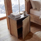 thumbnail of Beistelltisch HWC-L76, Kommode Nachttisch Schrank, Industrial Massiv-Holz MVG 60x50x40cm, natur mit Metall-Optik