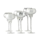 thumbnail of Windlicht Manou Glas lackiert silber matt/glänzend H 38-47 cm 3-teilig