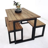 thumbnail of Conjunto Mesa y Bancos iCub Strong Negro 120x80cm en madera maciza de pino acabado vintage estilo industrial Box Furniture