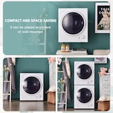 thumbnail of Merax Mini Ablufttrockner 2.5 kg, wandmontierbar, PTC-Keramikheizung, Edelstahltrommel, 200-Minuten-Timer, Doppelfilter, 65°C, leise 62 dB, Weiß