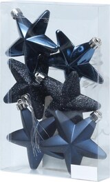 thumbnail of Weihnachtsbaumschmuck Sterne bruchfest glänzend glitzernd blau 6St.