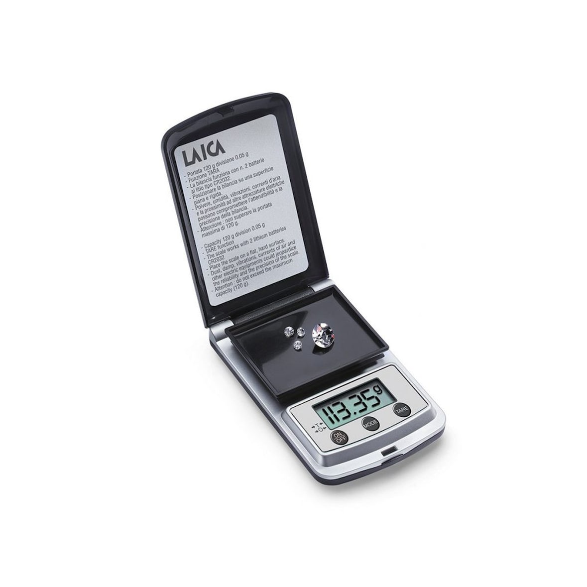 Laica - Precisieweegschaal, LCD 3x1,4 cm Zwart en Zilver 120 G