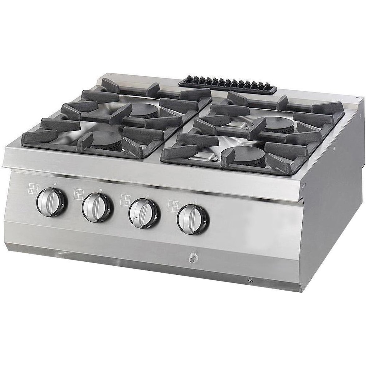 Heavy Duty Piano Cottura - 4 Fuochi - Unità Doppia - Profondità 70cm - 27kW - Gas