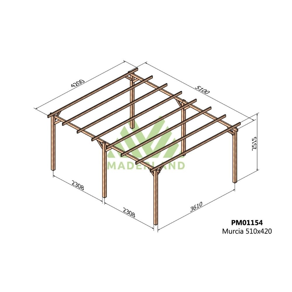 Pérgola de Madera Maciza Murcia (Maderland) - Gardeneas