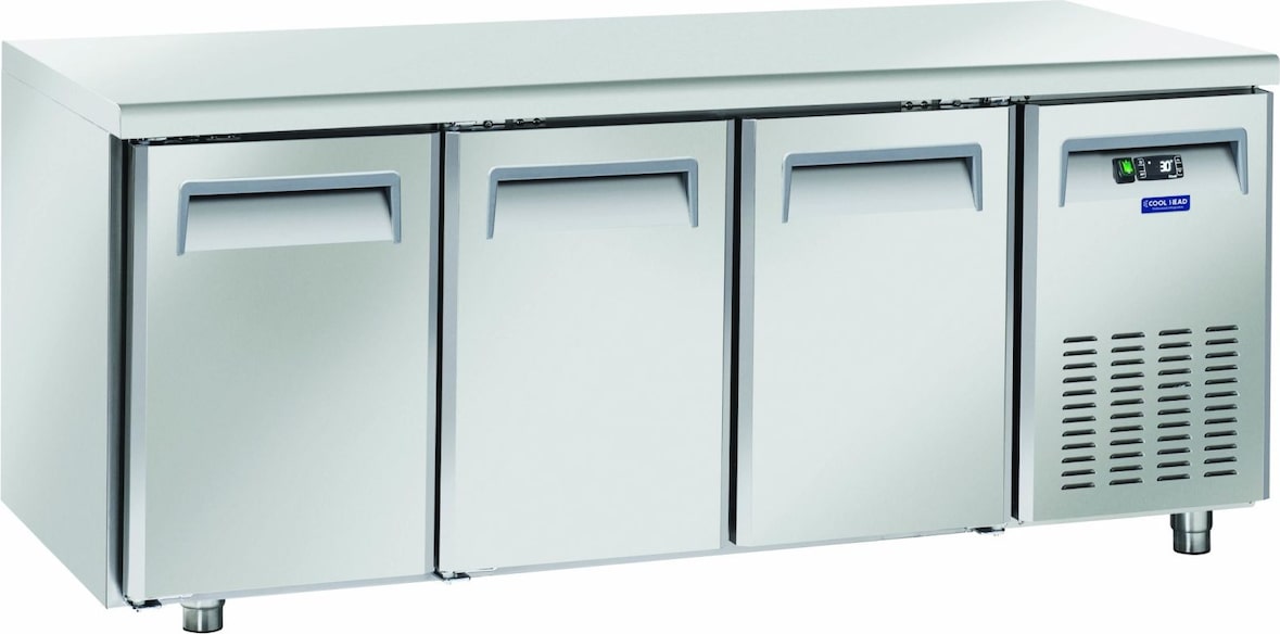 Cool Head Gekühlter Gebäcktisch, 3 Türen. Automatisches Auftauen. Temperatur +2°C/+8°C.  Messen 202,5x80x85 cm groß. Cool Head PA3100