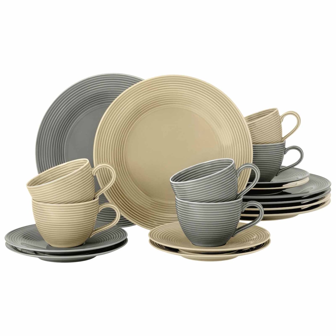 Seltmann Weiden Beat Color Glaze Kaffeeservice 18-teilig Grau-Beige