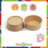 thumbnail of DayBays 300 Stk. Salatschalen 1300 ml Salatbox Kombi 184x161x70 mm mit Deckel Kraft Braun Rund
