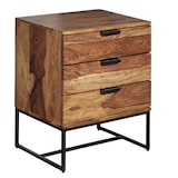 thumbnail of Industrielles Nachtkästchen aus Sheesham Holz und Eisen, 3 Schubladen. 50x40x65 cm | Kadima Design
