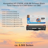 thumbnail of Kompatibel HP CF410X, 410X BK Schwarz Black Toner Patrone für 6.500 Seiten von D&C