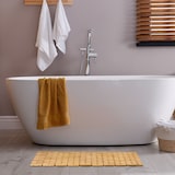 thumbnail of Relaxdays Badvorleger Bambus, 60x40 cm, rutschfester Duschvorleger, zusammenrollbare Badematte, Bambusmatte Bad, natur