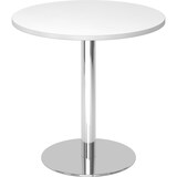 thumbnail of bümö Besprechungstisch, Esstisch klein, Tisch rund 80 cm - kleiner Esstisch weiß, Rundtisch Esstisch 2 Personen mit Holz-Platte, Säule aus Metall