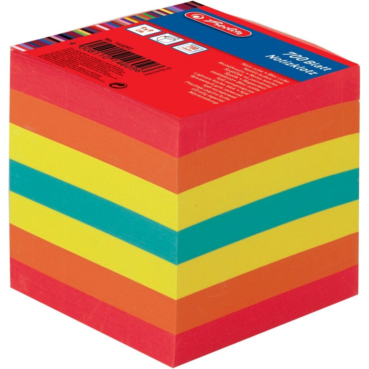 Notizzettelblock 9x9x9cm 700 Blatt bunt Packung mit 24 Stück