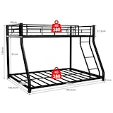 thumbnail of Metall Etagenbett Twin Over Full 196x146 aus Stahl, Hochbett mit Vollbett unten, Sicherheitsgeländer, Leiter, geräuscharm, Schwarz
