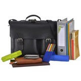thumbnail of Ruitertassen Lederschulranzen 40cm Lederranzen Ruitertassen Aktentasche Leder Tornister schwarz mit Rückengurten und Schultergurt 2237-11