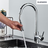 thumbnail of JANA | Torneira de cozinha extensível de aço inox premium cromado brilhante | Torneira gastro alta pressão 360° giratória 2 conexões