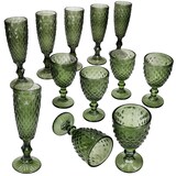 thumbnail of Diamond 12-tlg. Gläser-Set Weingläser Sektgläser Grün Weißwein Prosecco Party