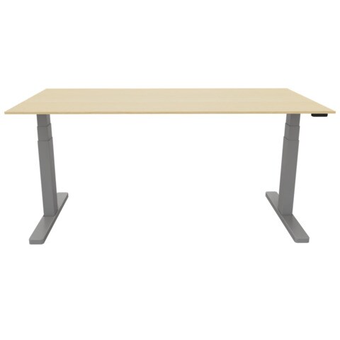 Schreibtisch elektrisch höhenverstellbar, 160x80cm, ahorn/silber