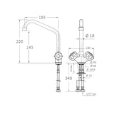 thumbnail of Torneira misturadora de 2 águas para restauração - FR-308-19