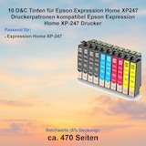 thumbnail of 10 D&C Tinten für Epson Expression Home XP247 Druckerpatronen kompatibel Epson Expression Home XP-247 Drucker