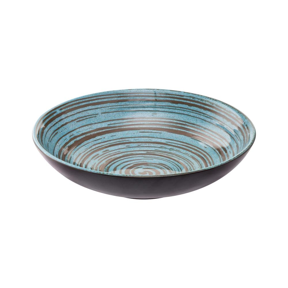 Schotel -CANCUN-, Ø 31 cm, 2 L, turkoois/bruin, melamine, stapelbaar, vaatwasmachinebestendig