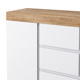 thumbnail of Kommode 120x40x82 mit 3 Schubladen & 2 Türen, Sideboard Schrank Stauraum, E1 Spanplatte Möbel für Schlafzimmer Wohnzimmer, Weiß Eiche