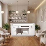 thumbnail of Empfangstresen mit Stauraum, vertikal gestreift, kleine Theke für Kosmetikstudios, Shops und Empfangshallen Weiß 200×60×100cm【B Tiaowen 200】