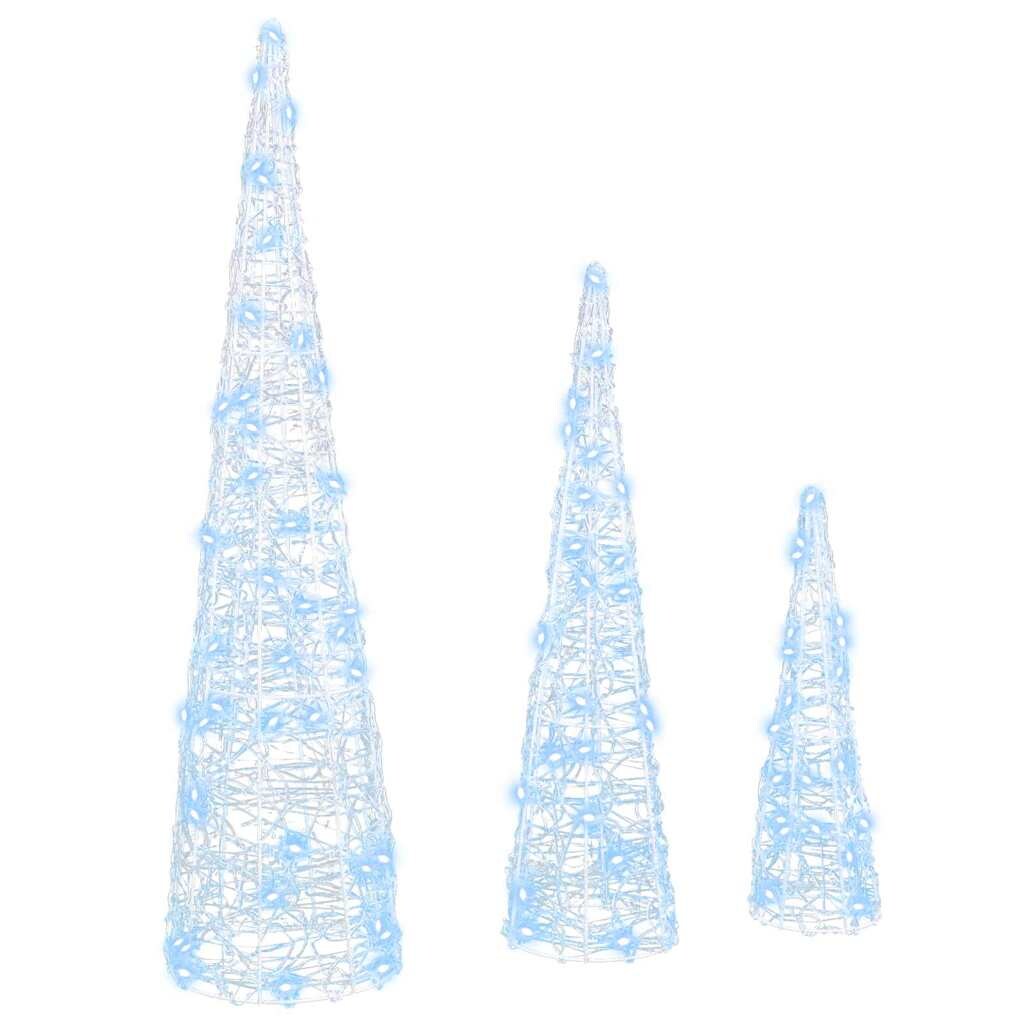 vidaXL Weihnachtsbaum mit 90 LEDs 3 pcs Kaltweiß 20 x 20 x 80 cm Acryl