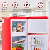 thumbnail of Retro Kühlschrank 88x45x42 Rot mit 60L Volumen, 22L Gefrierfach, 38L Kühlbereich, LED-Beleuchtung, 7 Temperatureinstellungen