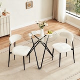 thumbnail of Esstisch rund Glas Schwarz 90x90x78 cm mit Hartglasplatte und Metallbeinen, minimalistisches Design, verstellbare Füße, für Küche