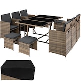thumbnail of tectake Salon de jardin MALAGA 10 places avec housse de protection - marron naturel - 403731