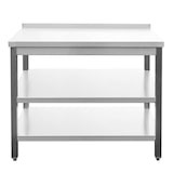 thumbnail of Edelstahl Arbeitstisch mit Aufkantung  verschweißt  Bautiefe 800mm  mit Grundboden & Zwischenboden  AISI 304