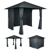 thumbnail of Pergola HWC-J63, Garten Pavillon Terrassenüberdachung mit Seitenwand 3x3m ~ anthrazit