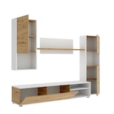 thumbnail of Dmora Parete attrezzata Foraker, Set da soggiorno porta TV, Mobile salotto multiuso, 220x41h180 cm, Rovere Nodi e Bianco