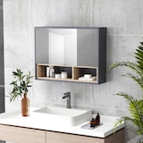 thumbnail of HOMCOM Specchiera Bagno a 3 Ante con Armadietto 80x20x60 cm Grigio