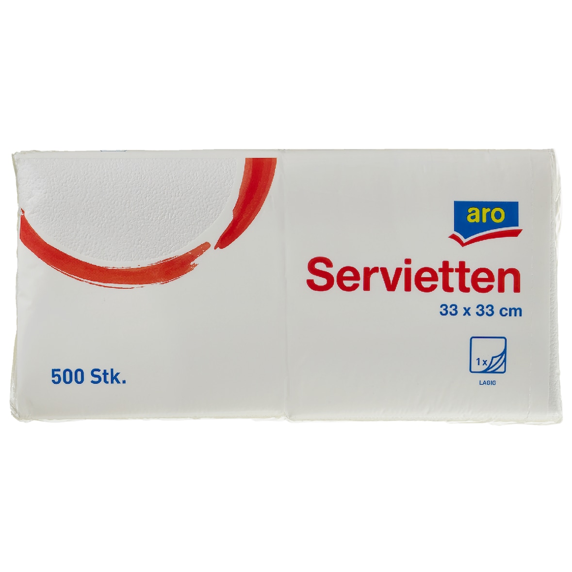 aro Cellulose servetten, 33 x 33 cm, 1-laags, wit, 500 stuks