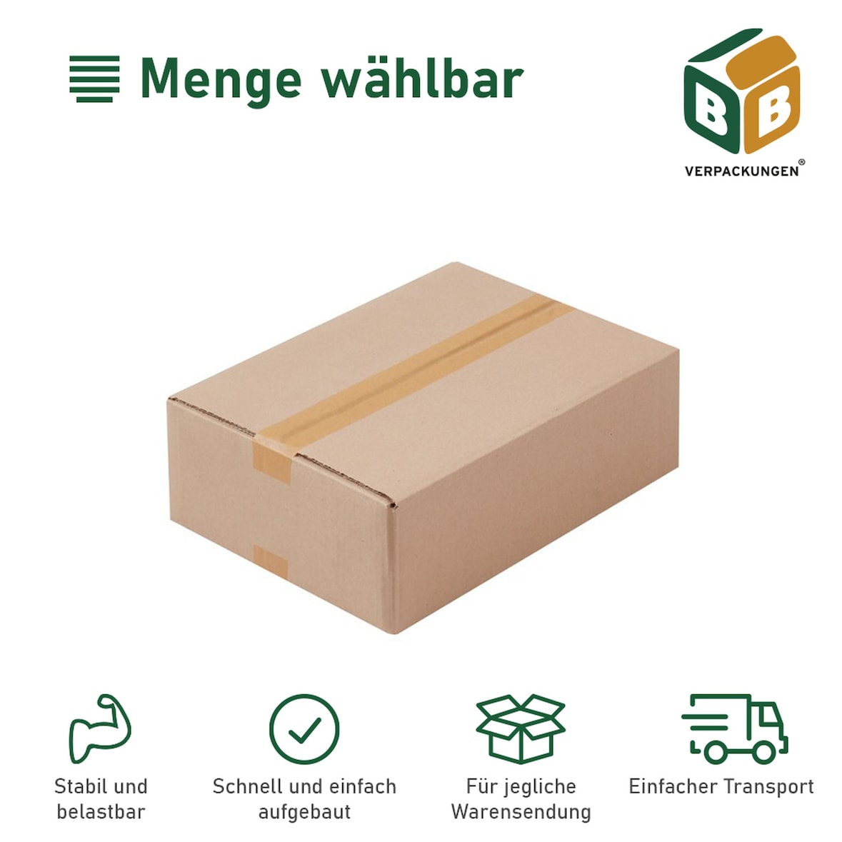50 x Faltkarton (600 x 450 x 100 mm) stabil 1-wellig Versandkarton Päckchen DHL Hermes Schachtel Box Paket braun BB-Verpackungen