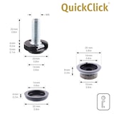 thumbnail of WAGNER Verstellfuß/Nivellierfuß 4tlg. Set - Ø 20 x M8 x 20 mm, QuickClick System Gleiteinsatz 20 mm Wollfilz - 15418899